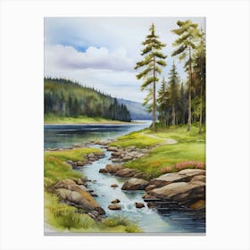 Watercolour Of A Stream 1 Canvas Print