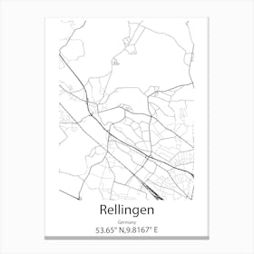 Rellingen,Germany Minimalist Map Canvas Print