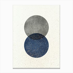 Abstract Lunar Eclipse 2 Circles Geometric Shape Minimalism - Grey Navy Blue Canvas Print