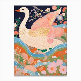 Maximalist Bird Painting Swan 6 Canvas Print