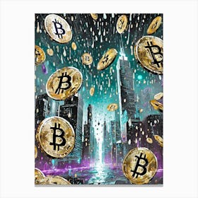 Bitcoin In The Rain Canvas Print