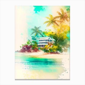 Roatan Island Honduras Watercolour Pastel Tropical Destination Canvas Print