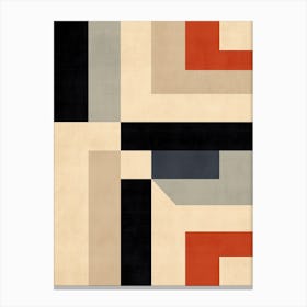 Quantum Quest: Mid-Century Geometric Exploration Canvas Print