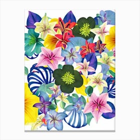 Lilies 2 Modern Colourful Flower Canvas Print