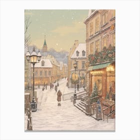 Vintage Winter Illustration Krakow Poland 5 Canvas Print