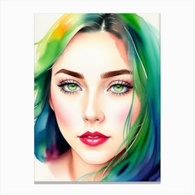 Portrait Of A Woman With Colorful Hair 3 Canvas Print