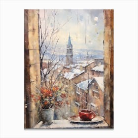 Winter Cityscape Transylvania Romania 2 Canvas Print
