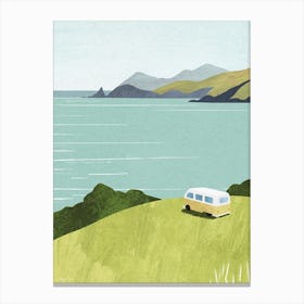Van Life, Kombi Van Travel, Camping with Ocean View Canvas Print