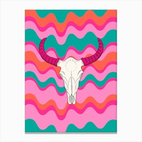 Funky Western Bulls Skull Canvas Print