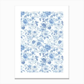 Blue And White Roses Canvas Print