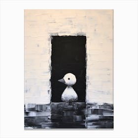 Minimalist White Duckling Brushstroke Painting Canvas Print