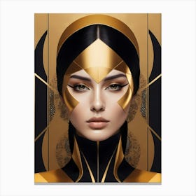 Geometric Woman Portrait Luxury Gold (1) Canvas Print