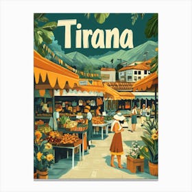 Aihrgdesign A 1970s Inspired Travel Poster For Tirana 3 Canvas Print