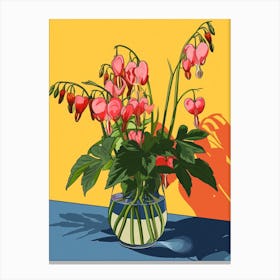 Bleeding Heart Flowers On A Table   Contemporary Illustration 1 Canvas Print