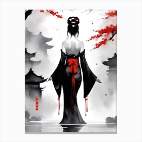 Traditional Japanese Art Style Geisha Girl 18 Canvas Print
