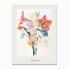 Amaryllis 3 Collage Flower Bouquet Poster Canvas Print