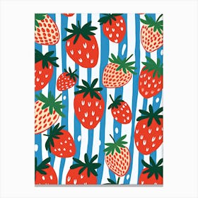 Strawberries Fruit Summer Illustration 3 Canvas Print