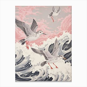 Vintage Japanese Inspired Bird Print Grey Plover 1 Canvas Print