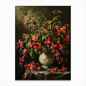 Baroque Floral Still Life Fuchsia 4 Canvas Print