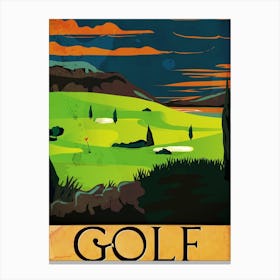 Golf Course At Sunset Canvas Print