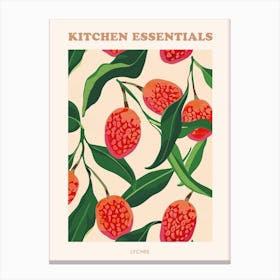 Lychee Fruit Pattern Poster 3 Canvas Print