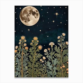 Nature And Moon Style William Morris 2 Canvas Print