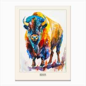Bison Colourful Watercolour 2 Poster Canvas Print