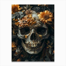 Skull With Flowers 2 Canvas Print