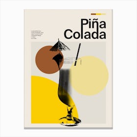 Mid Century Pina Colada Cocktail Canvas Print