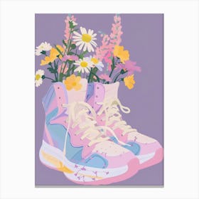 Retro Sneakers With Flowers 90s Illustration 4 Canvas Print
