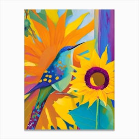 Hummingbird And Sunflower Abstract Still Life Canvas Print