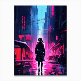 cyberpunk city, neon lights Canvas Print