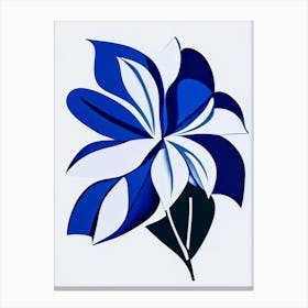 Flower Symbol 1 Blue And White Line Drawing Canvas Print