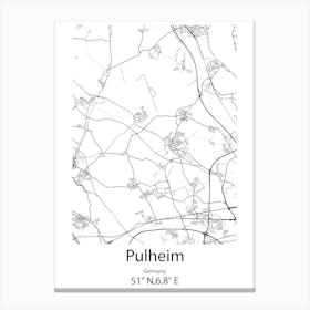 Pulheim,Germany Minimalist Map Canvas Print