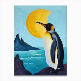 King Penguin Half Moon Island Colour Block Painting 1 Canvas Print