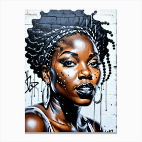 Graffiti Mural Of Beautiful Black Woman 371 Canvas Print