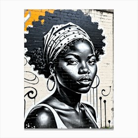 Vintage Graffiti Mural Of Beautiful Black Woman 150 Canvas Print