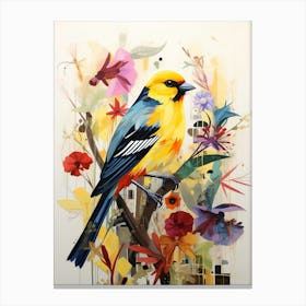 Bird Painting Collage American Goldfinch 3 Canvas Print