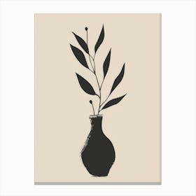 Vase With Leaves 4 Canvas Print