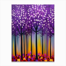 Purple Forest Trees Painting Canvas Print