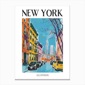 Williamsburg New York Colourful Silkscreen Illustration 3 Poster Canvas Print