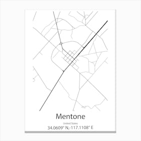 Mentone,United States Minimalist Map Leinwandbilder