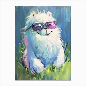 White Dog With Sunglasses Canvas Print