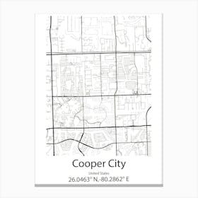 Cooper City,United States Minimalist Map 1 Canvas Print