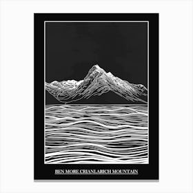 Ben More Crianlarich Mountain Line Drawing 4 Poster Canvas Print
