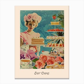 Eat Cake Vintage Tea Party 3 Canvas Print