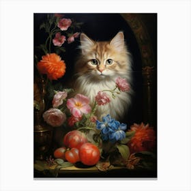 Cute Cat Rococo Style Painting 1 Canvas Print