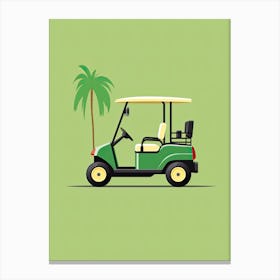 Golf Cart With Palm Tree Canvas Print