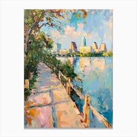 Lady Bird Lake And The Boardwalk Austin Texas Oil Painting 1 Canvas Print
