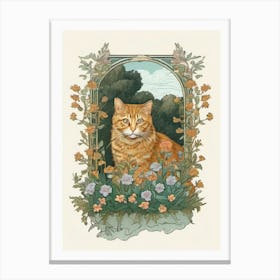 william morris Cat In The Garden Canvas Print